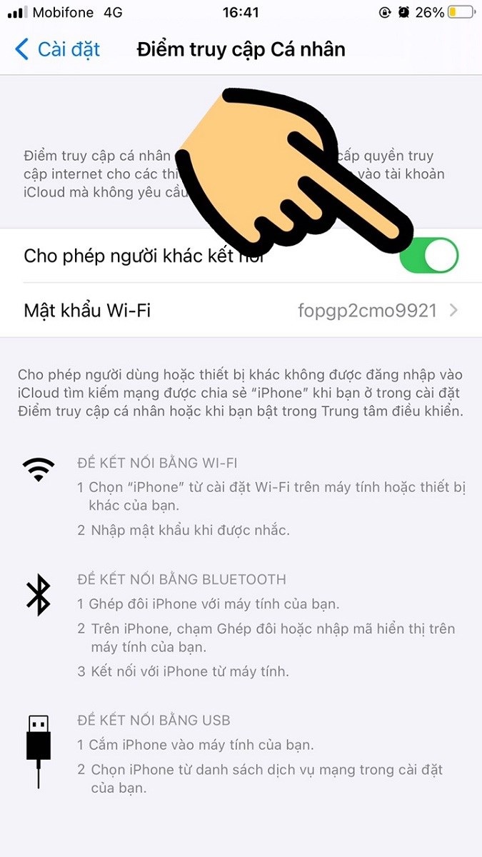 Cách xem mật khẩu Wifi qua điểm truy cập cá nhân trên iPhone