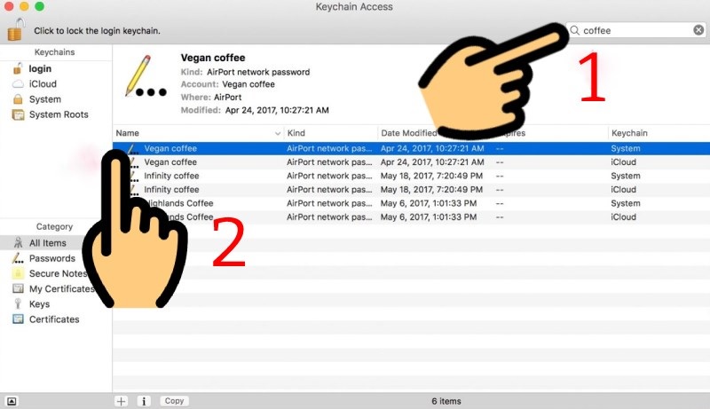 Xem mật khẩu wifi qua Macbook