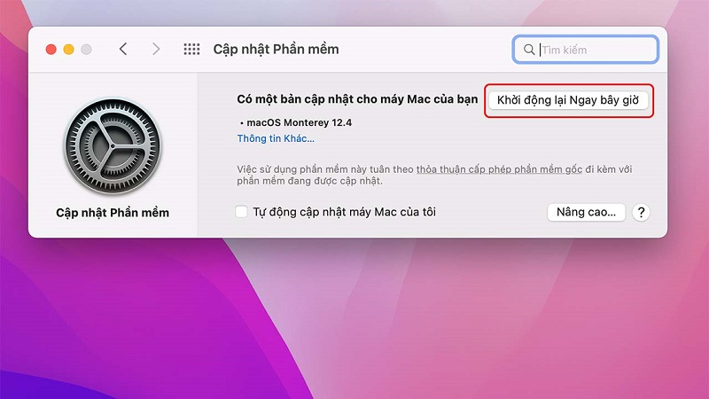Cập nhật hệ điều hành Macos khắc phục tình trạng macbook không nhận mạng dây