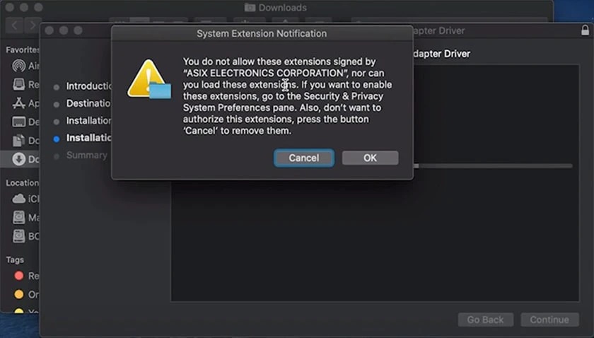 Macbook không nhận mạng dây qua USB Ethernet Adapter