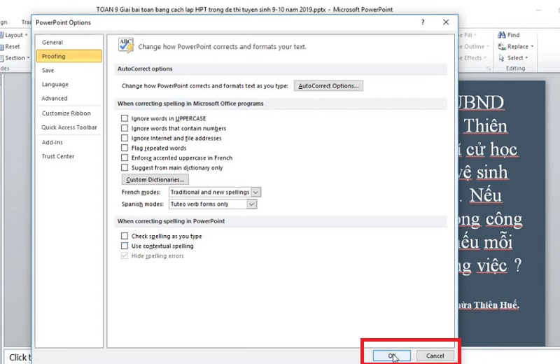 Hướng dẫn cách tắt gạch chân đỏ trong Powerpoint trên Macbook