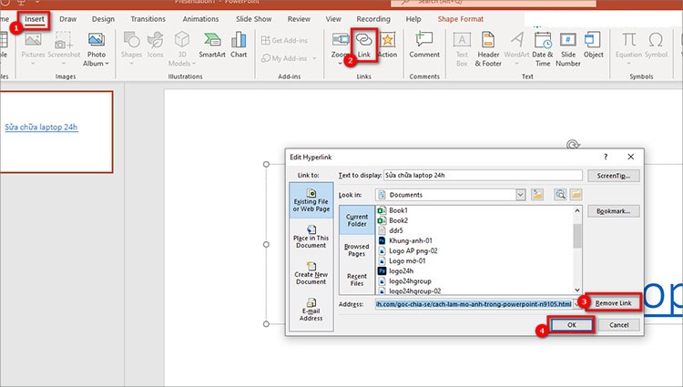 Cách tắt gạch đỏ chân khỏi siêu liên kết Hyperlink trong Powerpoint