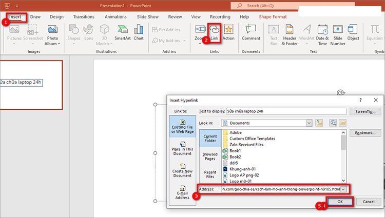 Cách tắt gạch đỏ chân khỏi siêu liên kết Hyperlink trong Powerpoint
