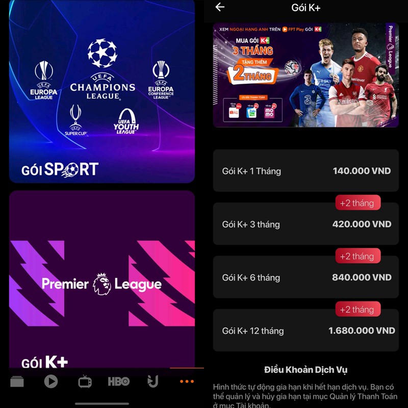 Cách xem K+ trên điện thoại iPhone bằng ứng dụng Fpt Play