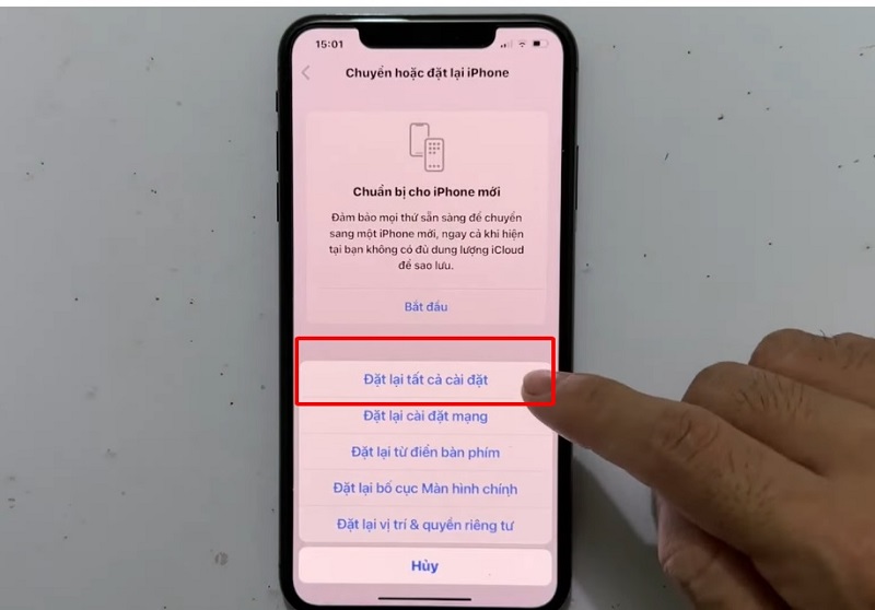 Đặt lại tất cả cài đặt khi iPhone 11 bị đơ màn hình
