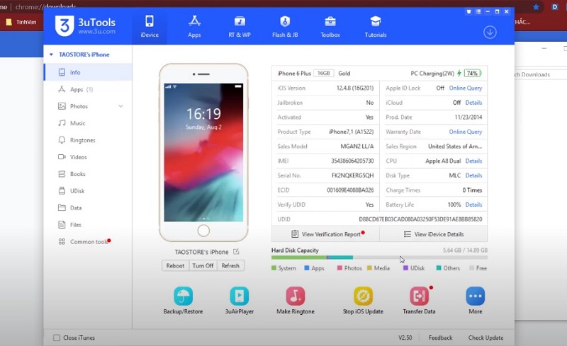 Cách kiểm tra iPhone bằng 3utools chính xác
