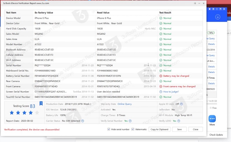Cách kiểm tra iPhone bằng 3utools chính xác