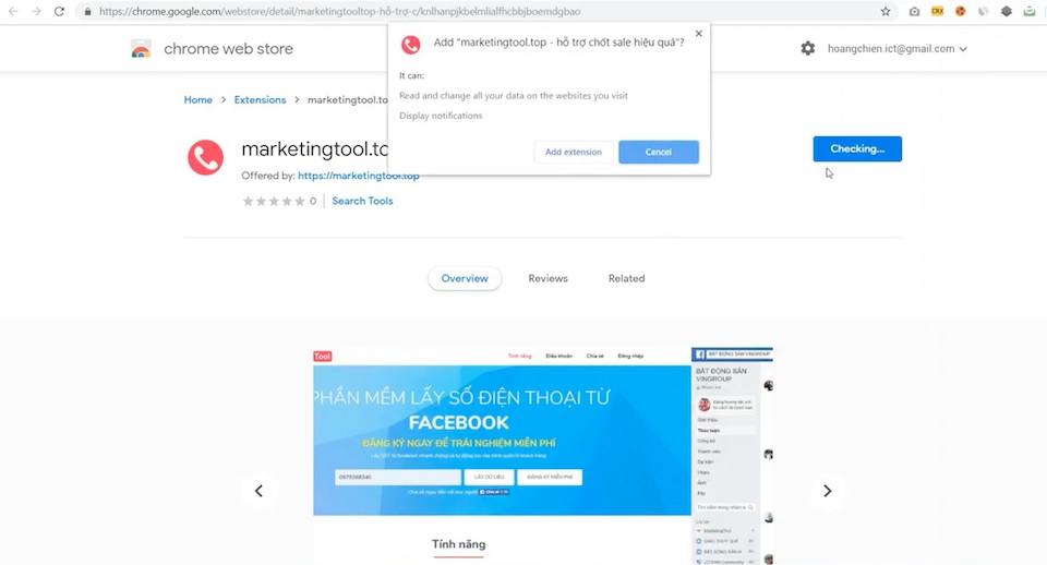 Lấy số điện thoại từ Facebook bằng cách sử dụng tiện ích Marketingtool.top