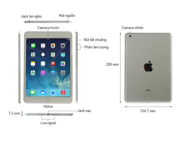 Kích thước iPad Mini (2012)