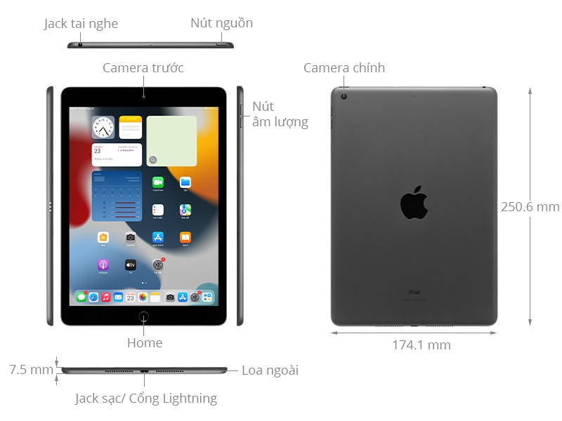 Kích thước iPad 9 10.2 inch (2021)