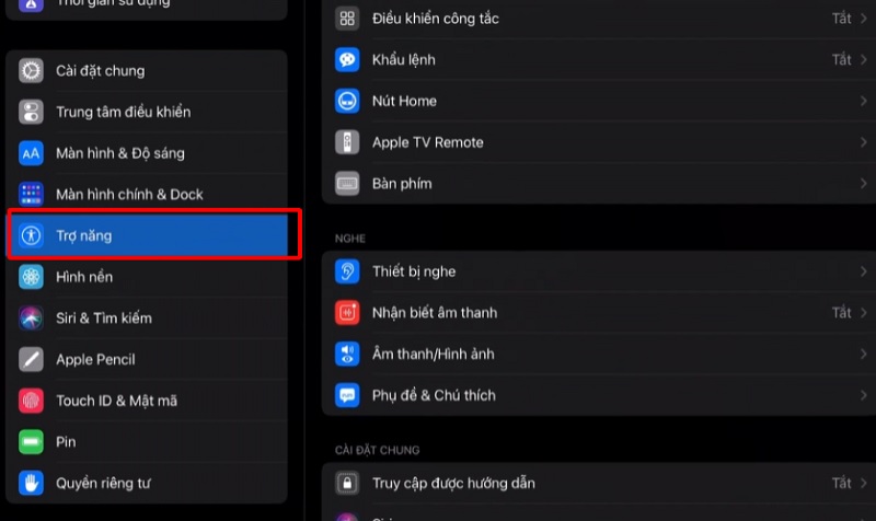 Điều chỉnh qua cài đặt trong ứng dụng Cài đặt