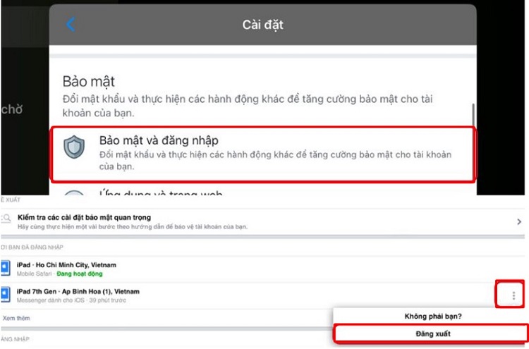 Cách đăng xuất Messenger trên iPad qua ứng dụng Messenger