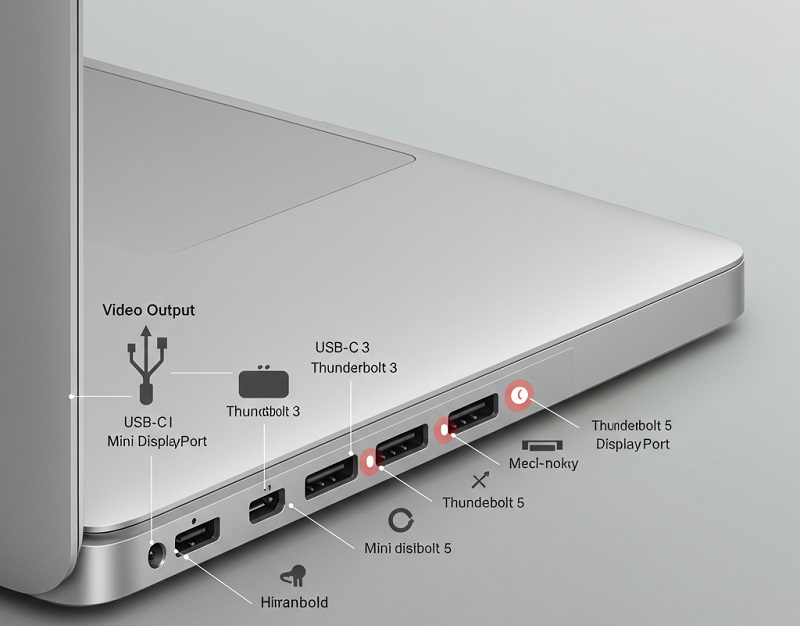 sử dụng 2 màn hình trên Macbook​ Xác định cổng video trên MacBook