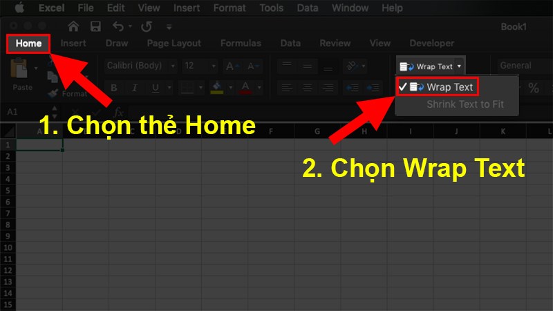 Cách xuống dòng trong 1 ô Excel trên Macbook Sử dụng tổ hợp phím Shift + Control + Command + Enter