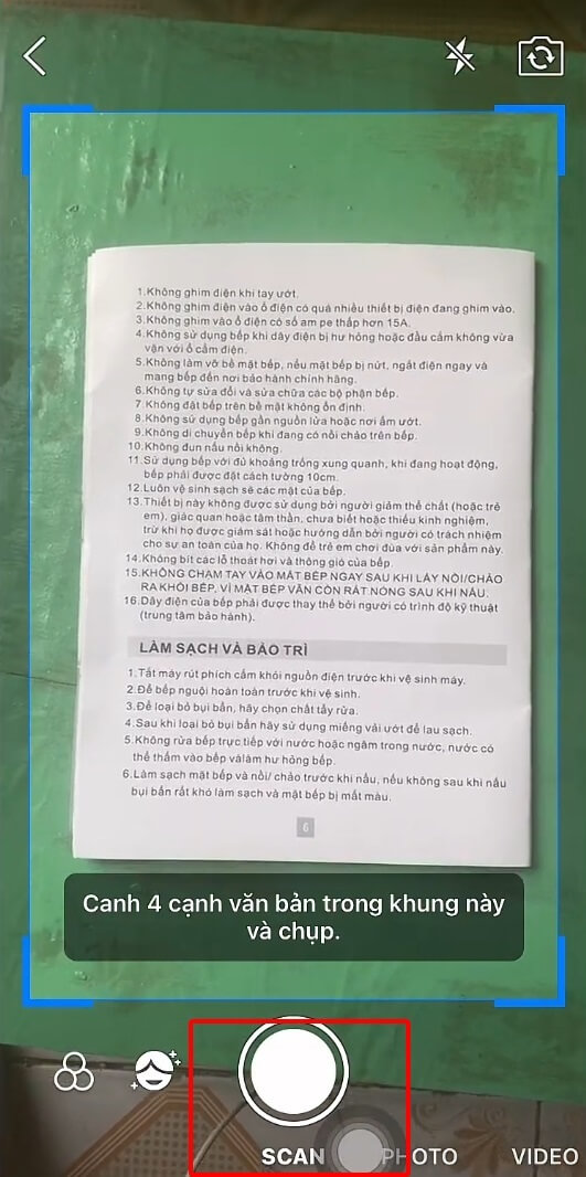 Cách chụp scan trên Zalo bằng điện thoại