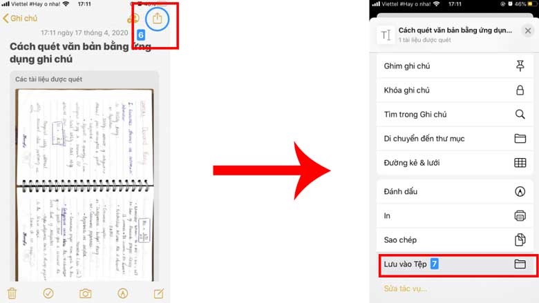 Cách scan ảnh bằng điện thoại​ bằng tính năng ghi chú trên iPhone