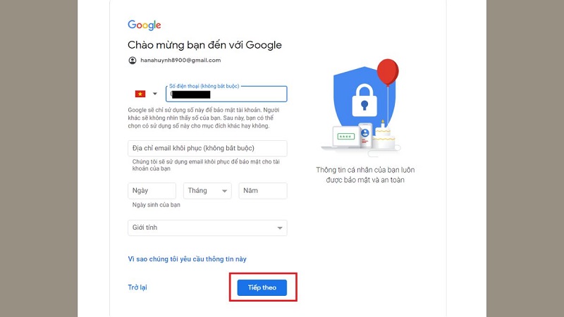 Hướng dẫn cách tạo Gmail bằng số điện thoại