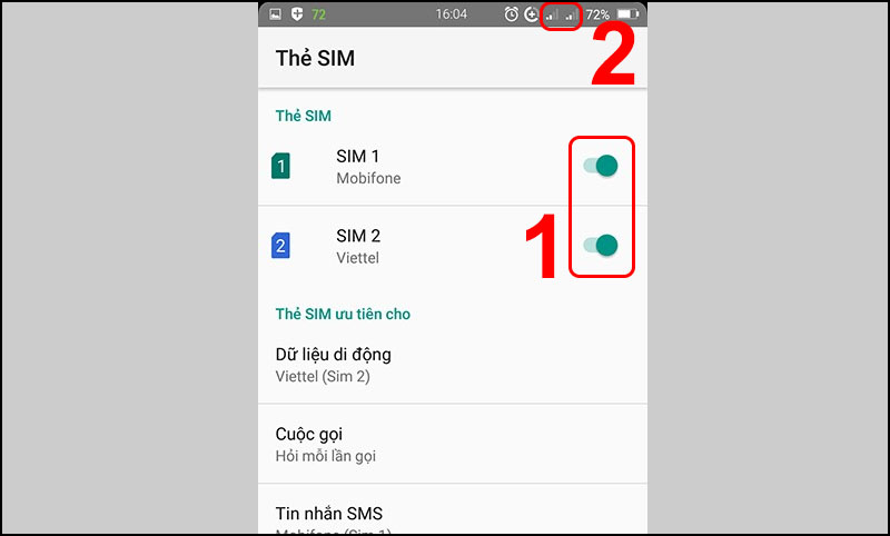 Cách bật chế độ 2 Sim trên máy Android