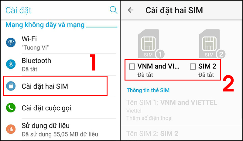 Cách bật chế độ 2 Sim trên máy Android