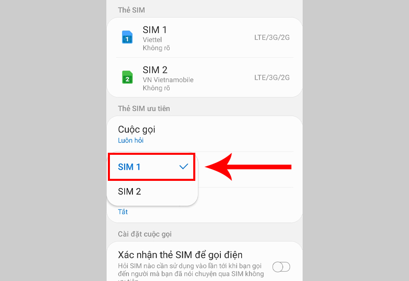 Cách cài và chọn SIM gửi tin nhắn
